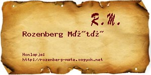 Rozenberg Máté névjegykártya